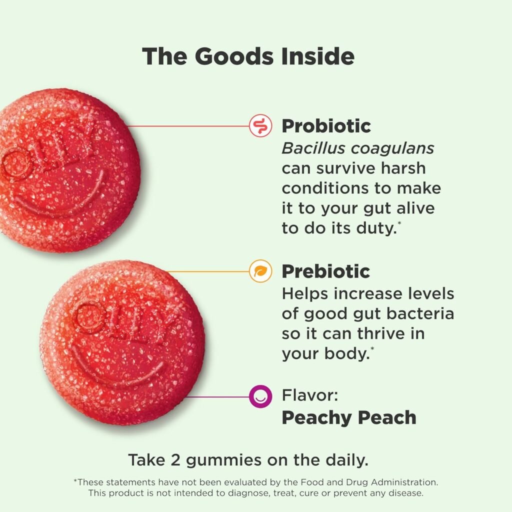 OLLY Probiotic + Prebiotic for Digestive Support and Gut Health