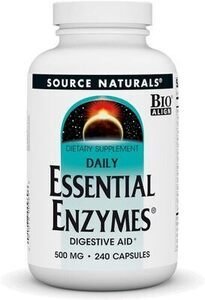 Source Naturals Essential Enzymes 500mg Bio-Aligned Multiple Enzyme Supplement Herbal Defense for Digestion, Gas, Constipation & Bloating Relief - Supports Immune System - 240 Capsules