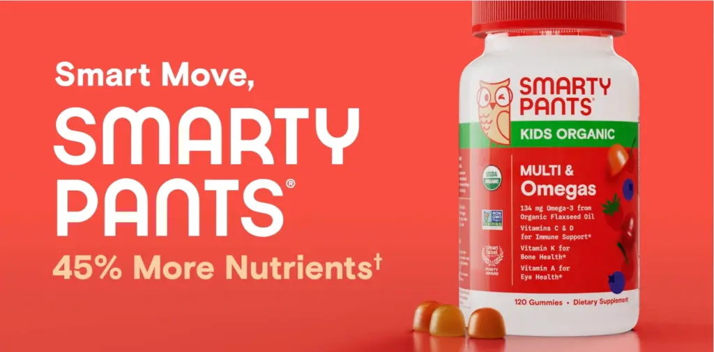 SmartyPants Organic Kids Multivitamin: Daily Gummy Vitamins for Immune & Digestive Health