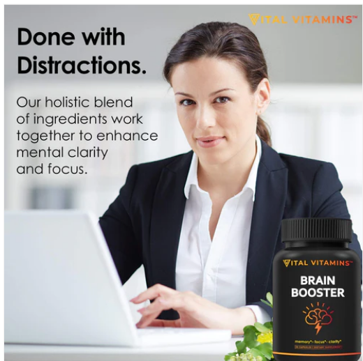 Vital Vitamins Brain Booster: Elevate Brain Health- Memory-Focus & Energy