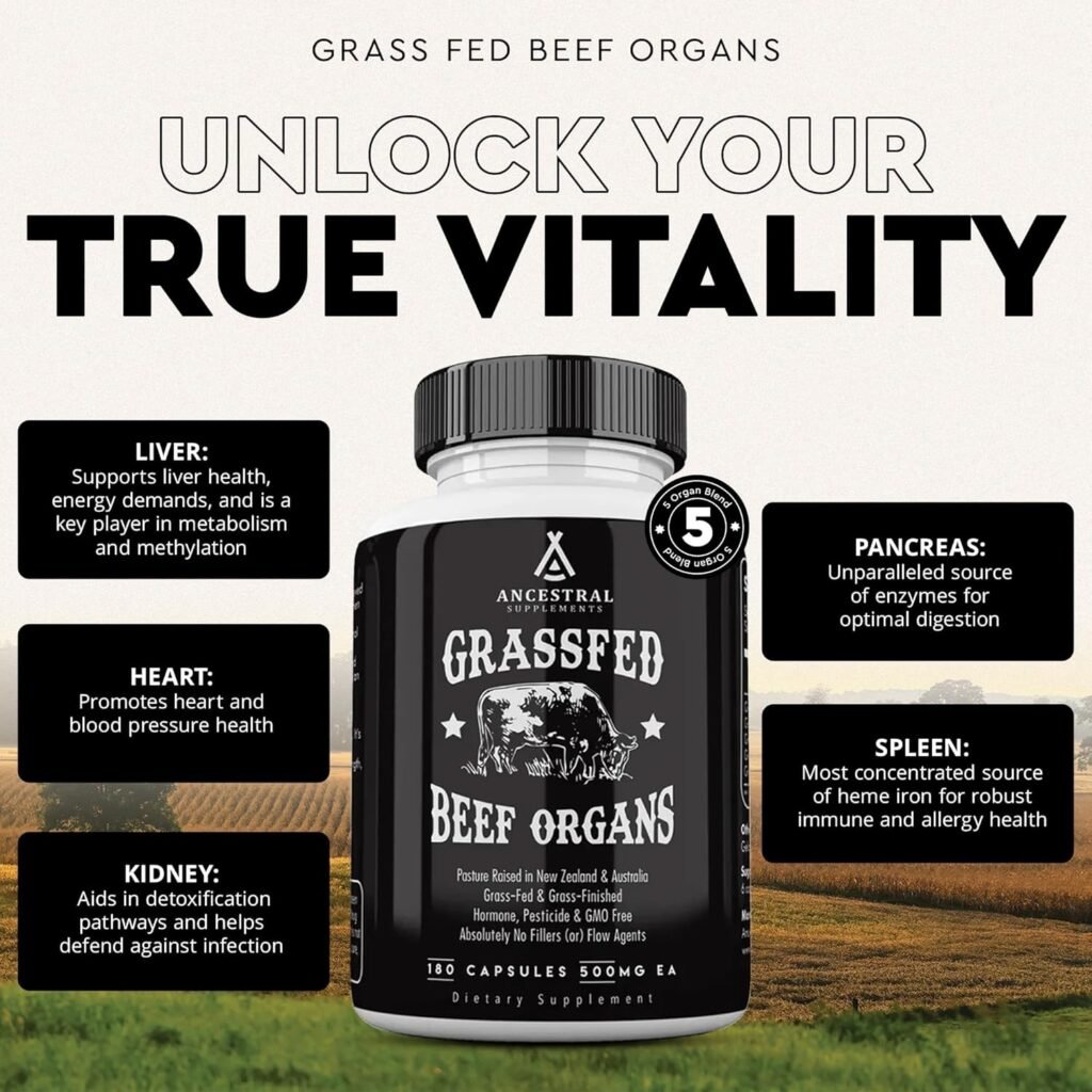 Grass Fed Beef Organ Supplement – 5-in-1 Support for Whole Body Wellness